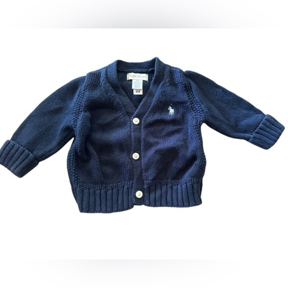 Ralph Lauren Baby V Neck Cardigan - Baby Size 6M - Navy Blue